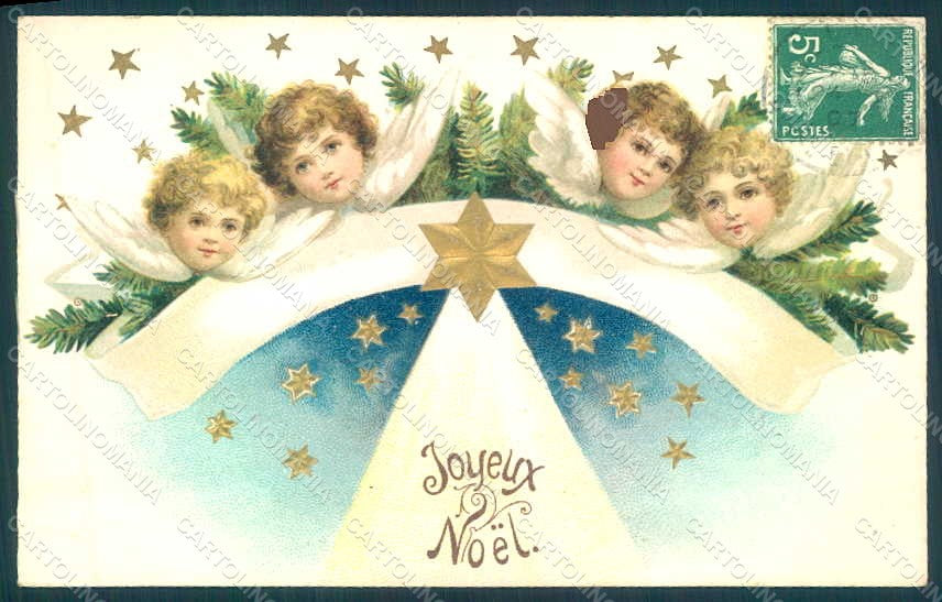Greetings Christmas Angel Putto Relief postcard HR0457 – fronte