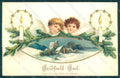 Greetings Christmas Angel Putto Winter Landscape Relief postcard HR0463 – fronte