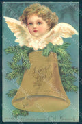 Greetings Christmas Angel Putto Bell Relief postcard HR0466 – fronte