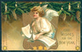 Greetings Christmas Angel Putto Trumpet serie 790 Relief postcard HR0470 – fronte
