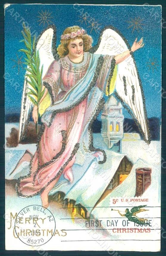 Greetings Christmas Angel Relief postcard HR0471 – fronte