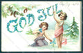 Greetings Christmas Angel Myosotis Flower Winter Relief postcard HR0477 – fronte