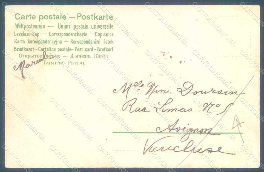 Greetings Angel Putto Art Nouveau Violets Flowers Relief CREASED postcard HR0487 – retro