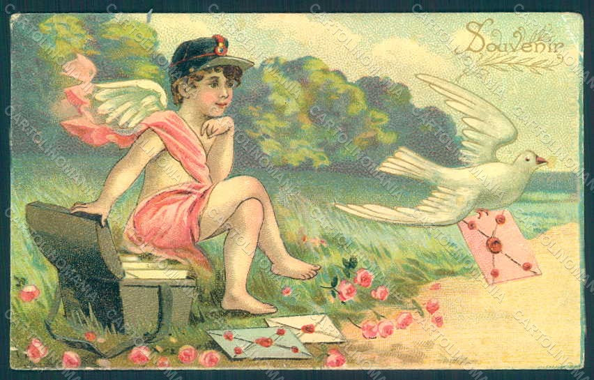 Greetings Angel Putto Art Nouveau Mail serie 2006 Relief WRINKLES pc HR0491 – fronte