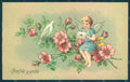 Greetings Angel Putto Art Nouveau Dove Mail serie 377 Relief postcard HR0493 – fronte
