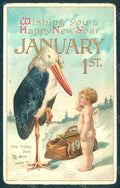 Greetings Angel Putto Stork serie 3154 Relief postcard HR0494 – fronte