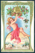 Greetings Angel Bell Holly Greetings New Year Relief postcard HR0520 – fronte