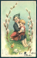 Artist Signed Children Easter Greetings M.S.i.B. 13721 Relief postcard HR0528 – fronte