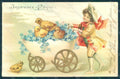 Artist Signed Child Boy Chick Egg Easter Greetings Relief TEARED postcard HR0530 – fronte