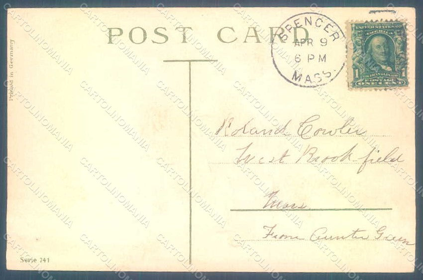 Artist Signed Child Boy Chick Hen Easter Greetings s. 741 Relief postcard HR0552 – retro