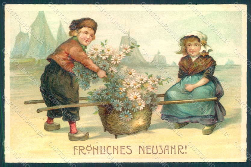 Greetings Dutch Children Child Boy Girl Easter Meissner & B Relief pc HR0575 – fronte