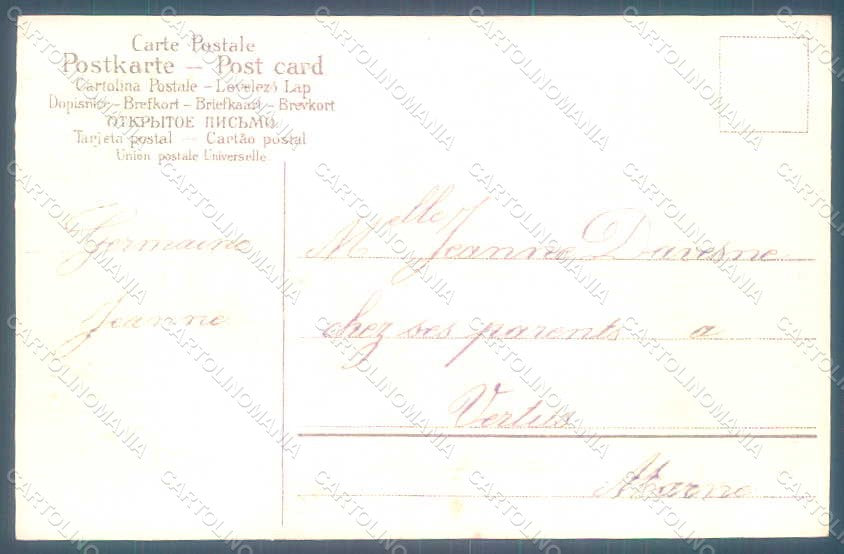 Greetings Girl Dove Flowers Myosotis Relief postcard HR0596 – retro