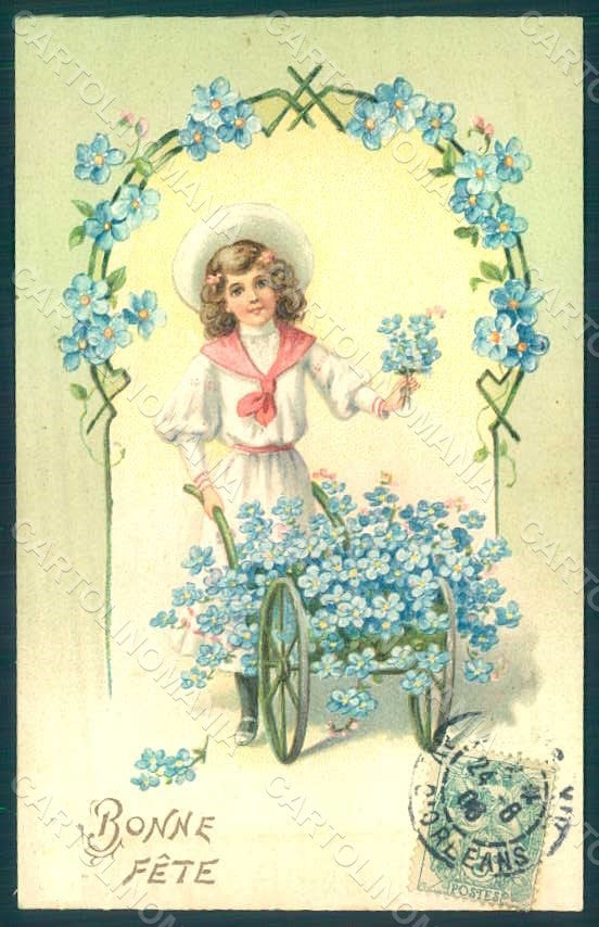 Greetings Girl Myosotis serie 4 Relief postcard HR0597 – fronte