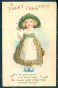 Artist Signed Clapsaddle ? Girl Christmas Greetings Relief CREASED pc HR0600 – fronte