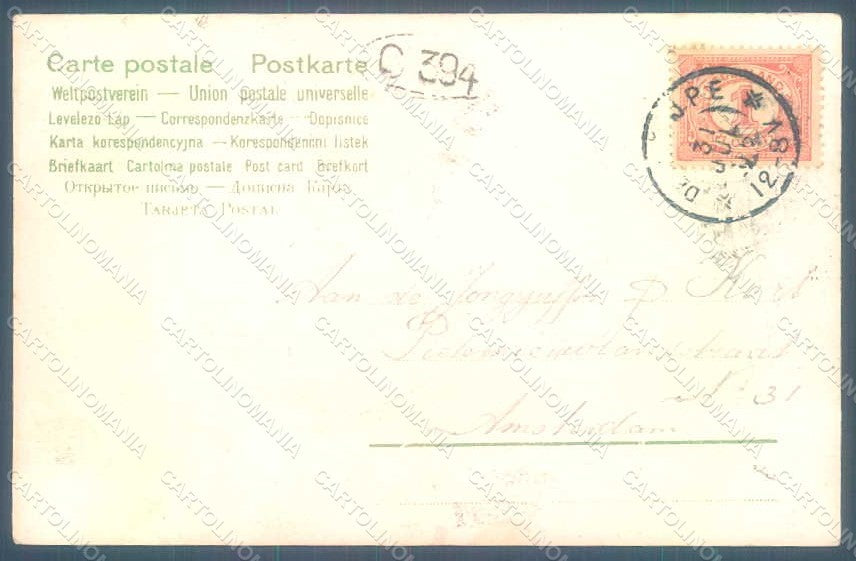 Greetings Christmas Girl Myosotis Relief postcard HR0616 – retro