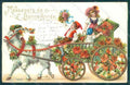 Greetings New Year Children Goat Gig Carriage Relief postcard HR0617 – fronte