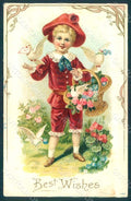 Greetings Child Boy Dove serie 7797 Relief postcard HR0618 – fronte