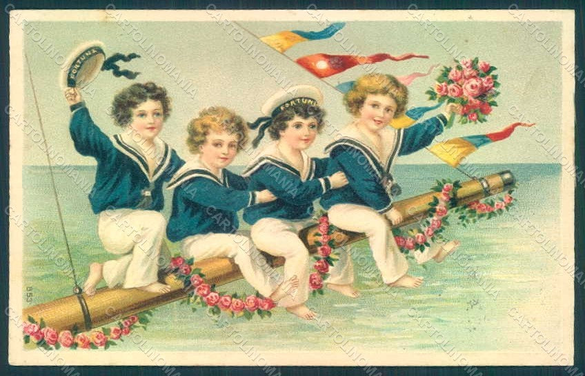 Greetings Children Sailor Boy Luck SB 853 Relief postcard HR0619 – fronte
