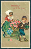 Greetings Children Boy Girl Flowers Roses Myosotis serie 2256 Relief pc HR0622 – fronte
