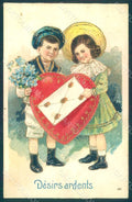 Greetings Valentine Children Child Boy Girl serie 533 Relief postcard HR0632 – fronte