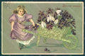 Greetings New Year Girl Violets Relief ABRADED postcard HR0652 – fronte
