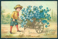 Greetings Child Girl Myosotis Relief postcard HR0655 – fronte