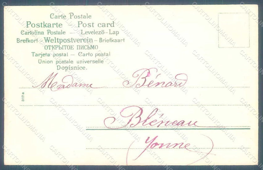 Greetings Child Boy Myosotis serie 317a Relief postcard HR0662 – retro
