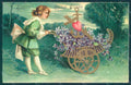 Greetings Child Boy Violets Valentine Relief postcard HR0680 – fronte