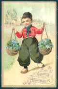 Artist Signed Clapsaddle Dutch Child Boy Myosotis serie 7743 Relief pc HR0682 – fronte