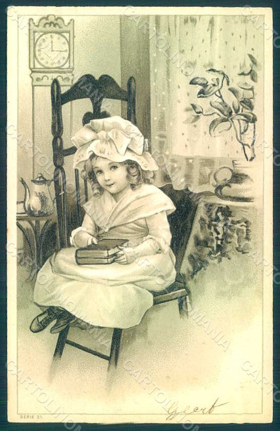 Artist Signed Child Girl serie 31 Relief postcard HR0683 – fronte