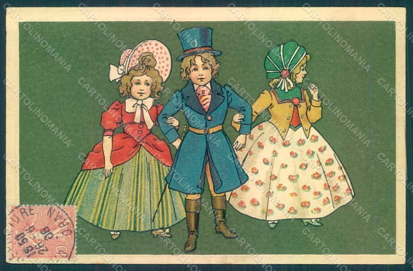 Artist Signed Children Child Boy Girl Relief CORNER CREASED postcard HR0702 – fronte