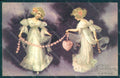 Greetings Girl Valentine Dove Flowers Relief postcard HR0713 – fronte