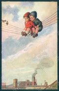 Artist Signed Fialkowska W. Children Child Boy Girl serie 1014 postcard HR0718 – fronte