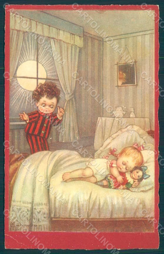 Artist Signed Colombo E. Children Boy Girl Doll CORNER CREASED postcard HR0721 – fronte