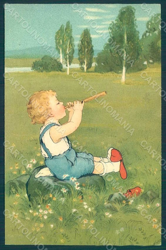 Artist Signed Flatscher Child Boy Landscape Dondorf 277 postcard HR0723 – fronte