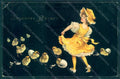Greetings Easter Child Girl Chick Egg CORNER CREASED postcard HR0748 – fronte
