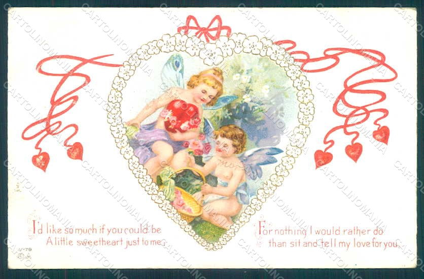 Greetings Valentine Fairy Cupid postcard HR0754 – fronte