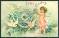 Greetings Valentine Fairy Dove Flowers Myosotis Relief postcard HR0756 – fronte