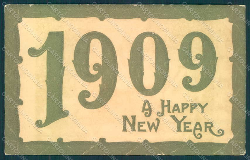 Greetings New Year 1909 Relief postcard HR0758 – fronte