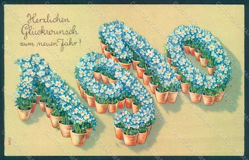 Greetings New Year 1910 Flowers Myosotis SB 2228 Relief postcard HR0759 – fronte