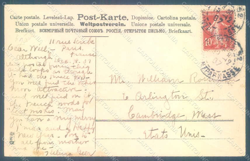 Greetings New Year 1908 Train Roses Myosotis Relief postcard HR0761 – retro