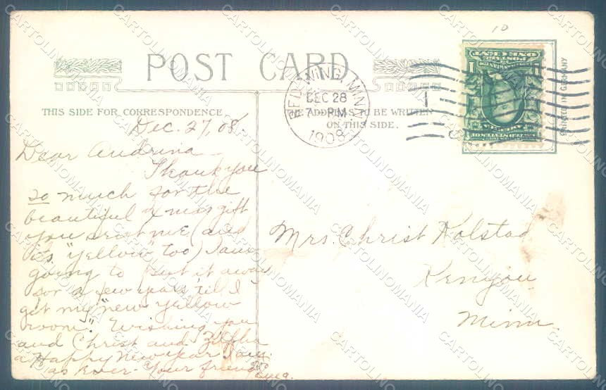 Greetings New Year 1909 Christmas Holly Relief postcard HR0769 – retro
