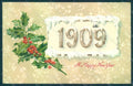 Greetings New Year 1909 Christmas Holly Relief postcard HR0771 – fronte
