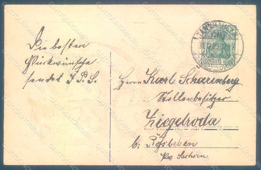Greetings New Year 1910 Swallow Relief postcard HR0774 – retro