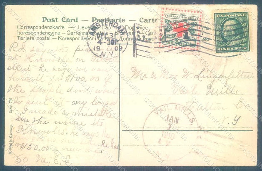 Greetings New Year 1910 Roses Bells serie 797 Relief postcard HR0775 – retro