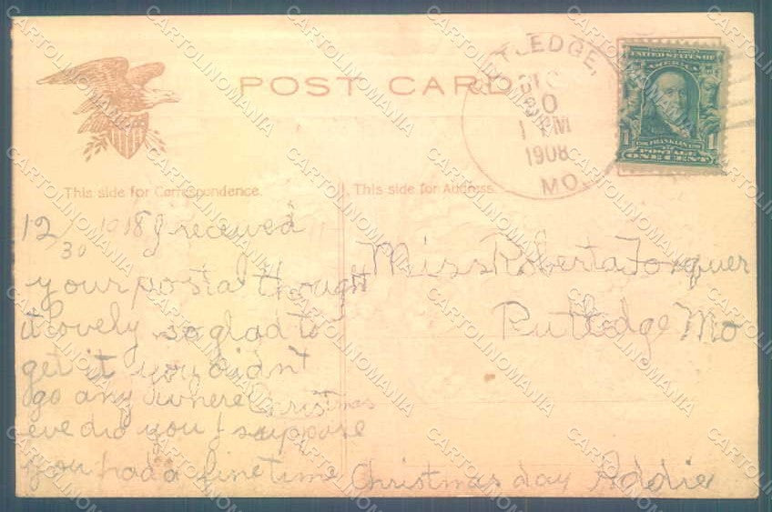 Greetings New Year 1909 Christmas Holly Relief postcard HR0782 – retro
