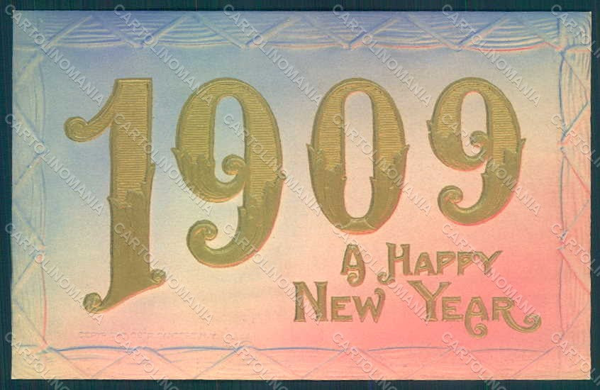 Greetings New Year 1909 Relief postcard HR0783 – fronte