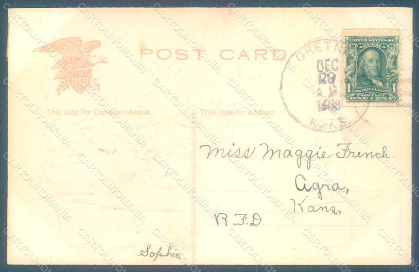Greetings New Year 1909 Relief postcard HR0784 – retro