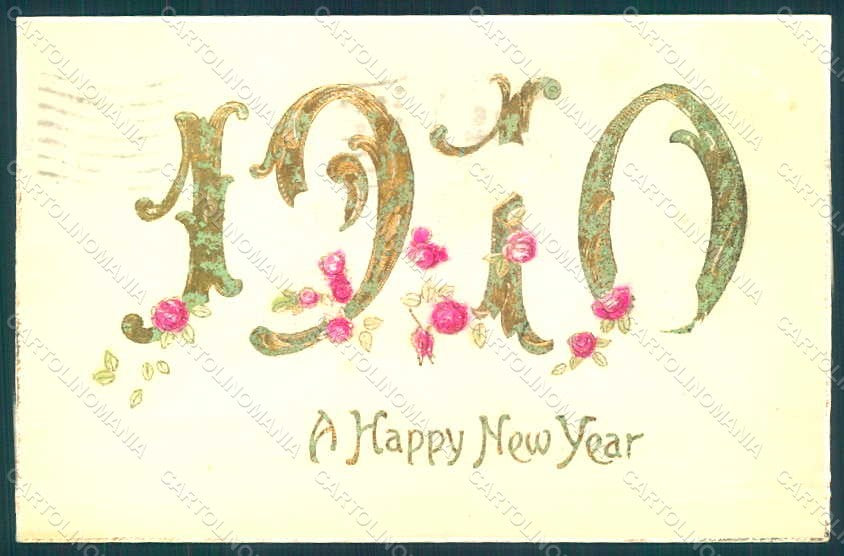 Greetings New Year 1910 Cupid Relief postcard HR0793 – fronte