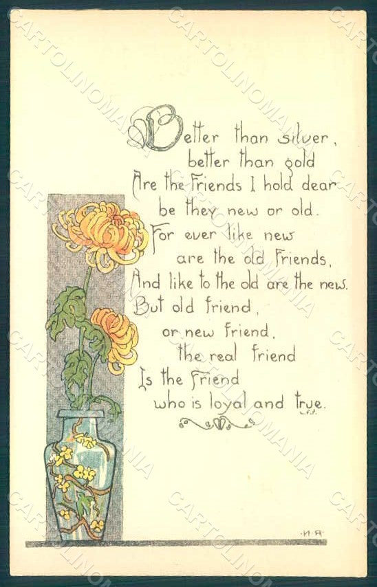 Greetings Chrysanthemum Flowers Friend Friendship serie 4522 postcard HR0799 – fronte